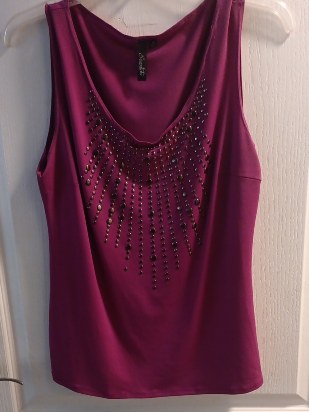 Essentials by Milano Purple Studded Scoop Neck Tank